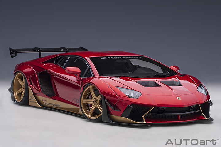 79182 1/18 LIBERTY WALK LB-WORKS LAMBORGHINI AVENTADOR LIMITED EDITION (HYPER RED/GOLD ACCENTS)