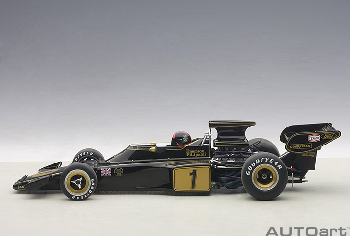 87328  1/18 LOTUS 72E 1973 EMERSON FITTIPALDI #1 (WITH DRIVER FIGURINE IN COCKPIT)