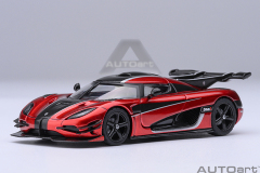 20040 1/64 KOENIGSEGG ONE : 1 (APPLE RED/CARBON FIBER/SILVER STRIPES)