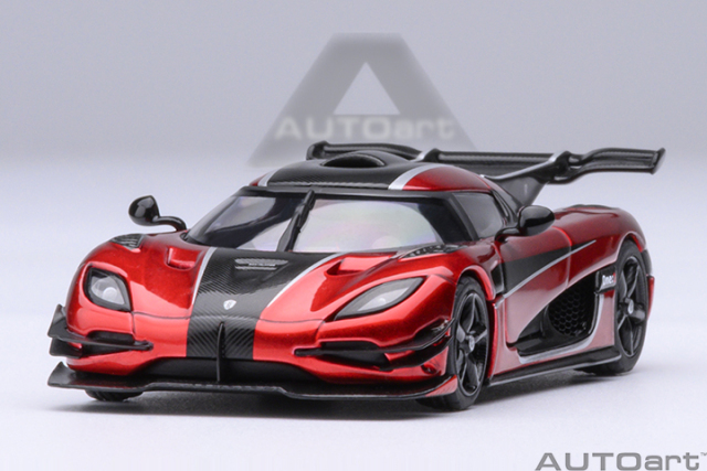 20040 1/64 KOENIGSEGG ONE : 1 (APPLE RED/CARBON FIBER/SILVER STRIPES)