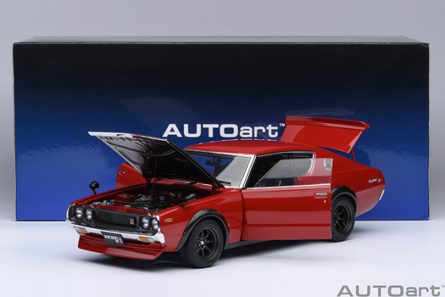 77479 1/18 NISSAN SKYLINE 2000 GT-R (KPGC110) TUNED VERSION (CARBON FIBER BONNET) (RED)