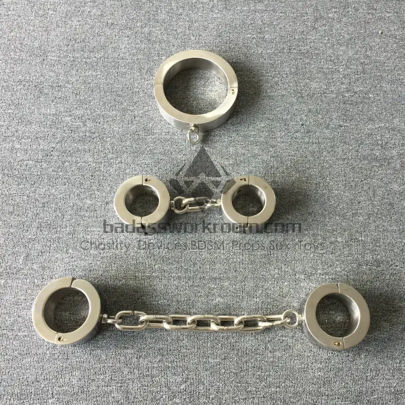 Super Heavy Stainless Steel Bondage Restraints Cuffs Kit