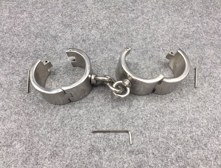 Customizable 40mm Height Stainless Steel Handcuffs and Ankle Cuffs Using Screw Lock for BDSM