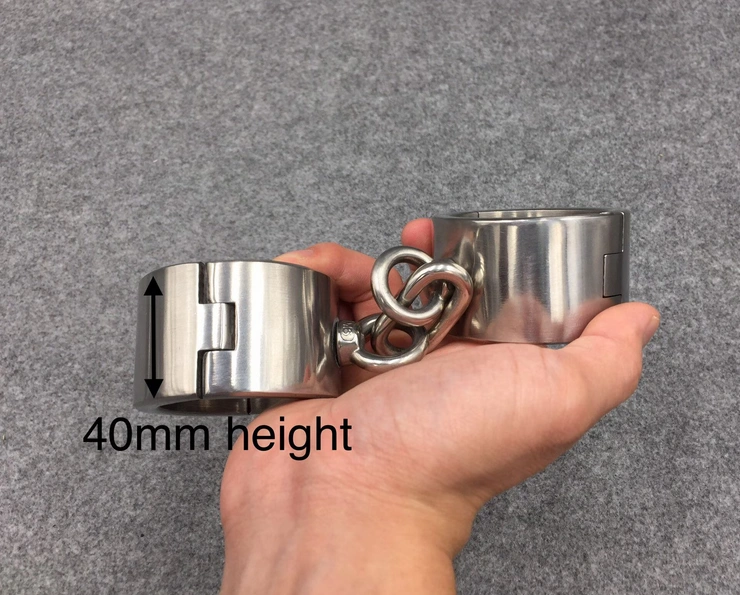 Customizable 40mm Height Stainless Steel Handcuffs and Ankle Cuffs Using Screw Lock for BDSM