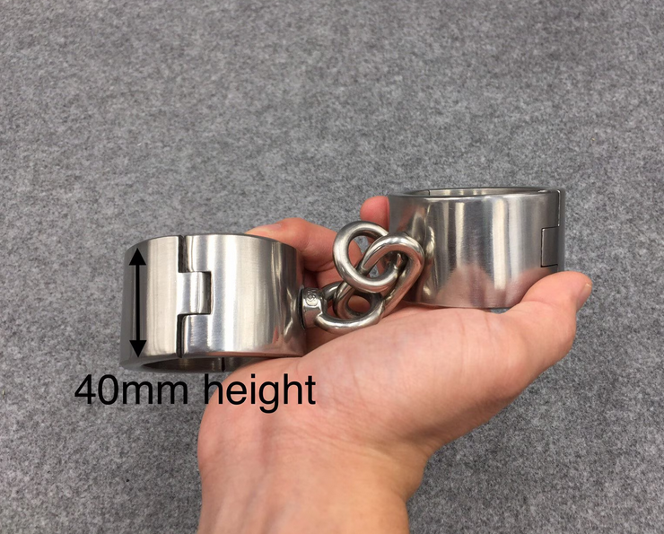 Customizable 40mm Height Stainless Steel Handcuffs and Ankle Cuffs Using Screw Lock for BDSM