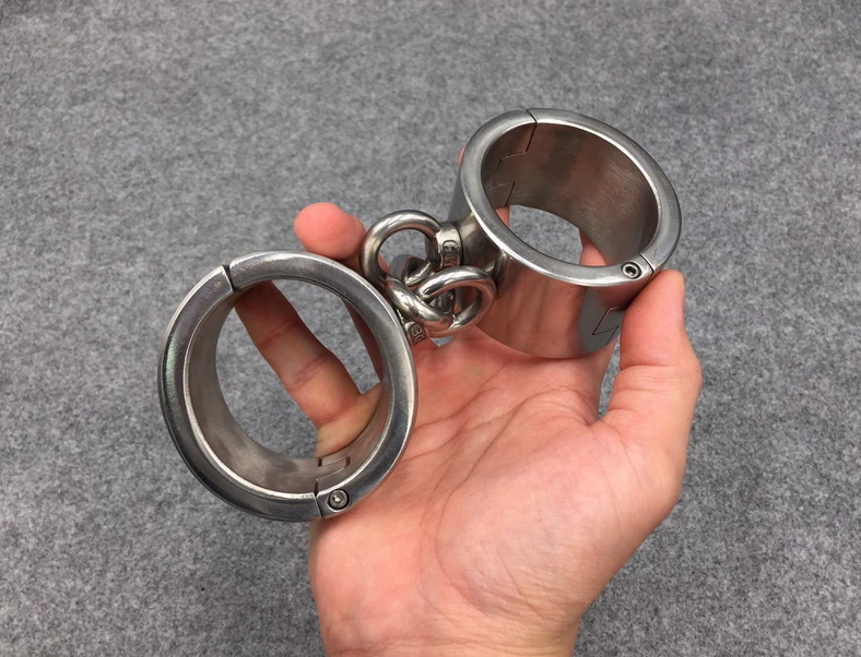 Customizable 40mm Height Stainless Steel Handcuffs and Ankle Cuffs Using Screw Lock for BDSM
