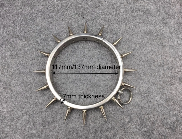 Customizable Metal Bondage Gear Device Stainless Steel BDSM Collar With 1 Row Of Spikes