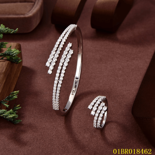 Hot Style Wholesale Sterling Silver 925 Jewelry bangle ring set