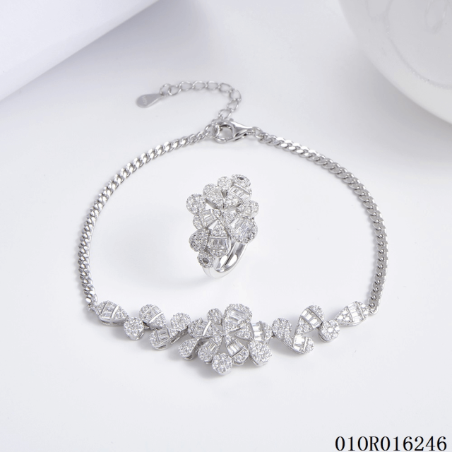 Unique Design Fashion Sterling Silver 925 Jewelry Bangle set