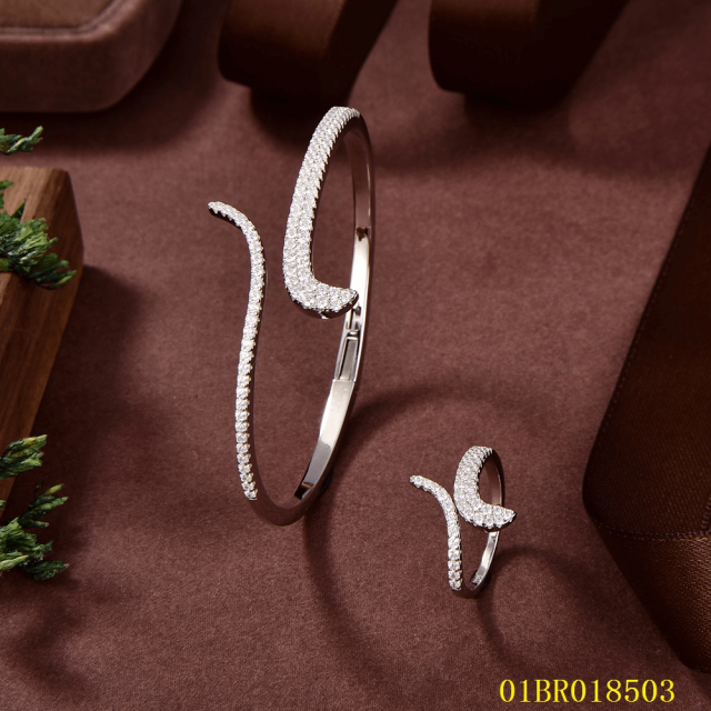 Factory Supply Quality Assurance Sterling Silver 925 Jewelry bangle ring set