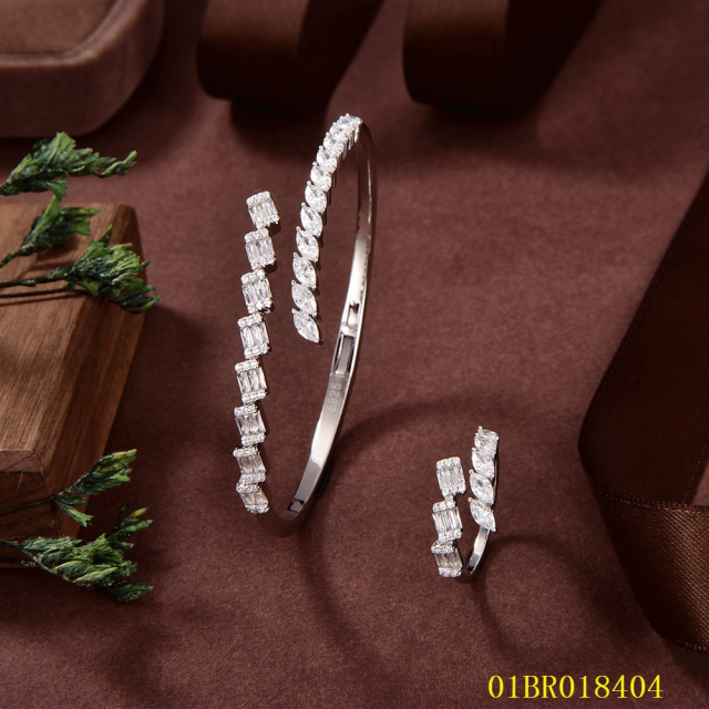 Unique Design Fashion Sterling Silver 925 Jewelry bangle ring set