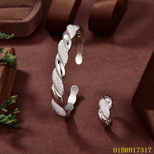 Quality Factory Supply New Design Sterling Silver 925 Jewelry bangle ring set