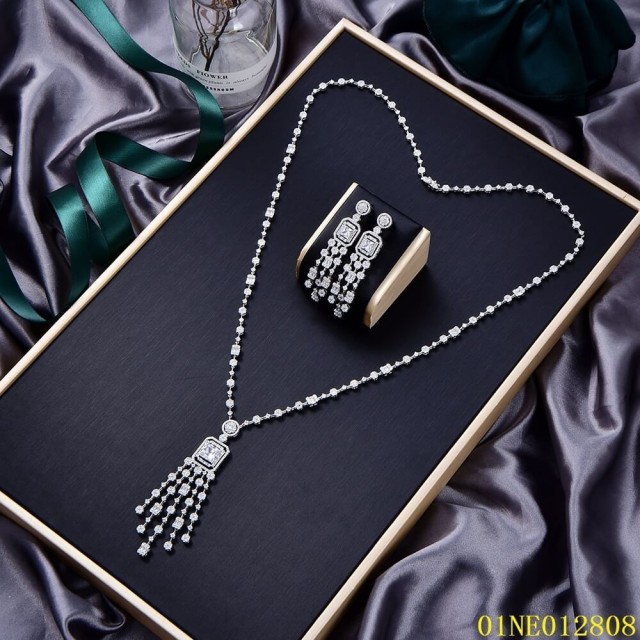 Hot Fashion Sterling Silver 925 jewelry Long Chain Necklace Set