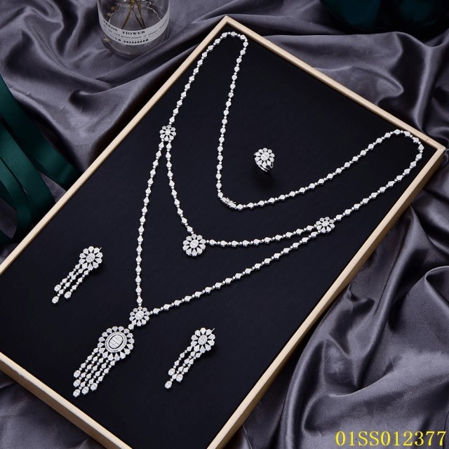 Hot Fashion Sterling Silver 925 jewelry Long Chain Necklace Set