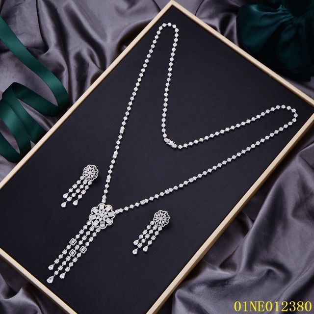 Hot Fashion Sterling Silver 925 jewelry Long Chain Necklace Set