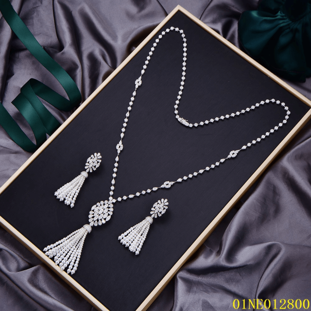 wholesale price Sterling Silver 925 jewelry Long Chain Necklace Set