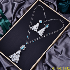 Hot Fashion Sterling Silver 925 jewelry Long Chain Necklace Set