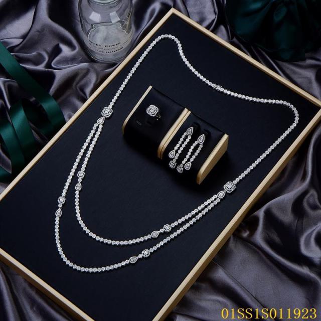 Hot Style Wholesale Sterling Silver 925 jewelry Long Chain Necklace Set