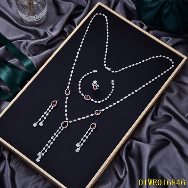 New Product Sterling Silver 925 jewelry Long Chain Necklace Set