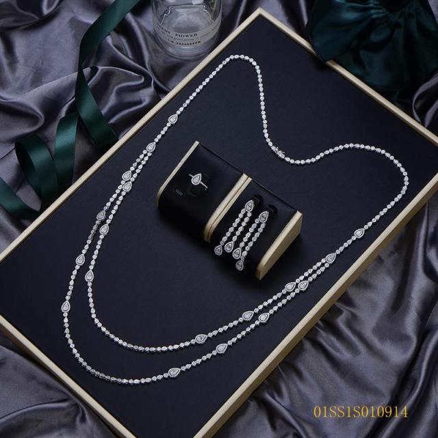 Hot Style Wholesale Sterling Silver 925 jewelry Long Chain Necklace Set