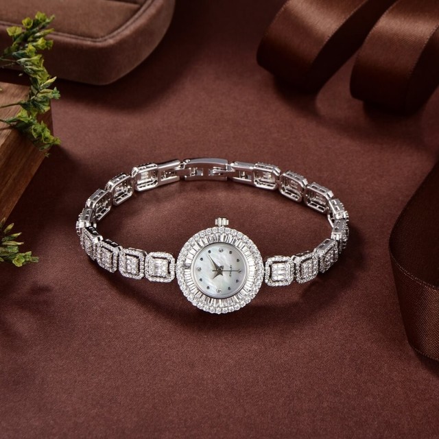 Delicate Charm: Smart And Luxurious 925 Sterling Silver Zircon Women's Watch