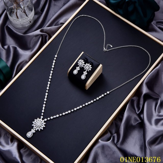 Hot Style Wholesale Sterling Silver 925 jewelry Long Chain Necklace Set