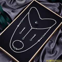 Wholesale Fashion Sterling Silver 925 jewelry Long Chain Necklace Set