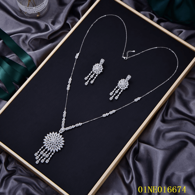 Factory Wholesale Sterling Silver 925 jewelry Long Chain Necklace Set