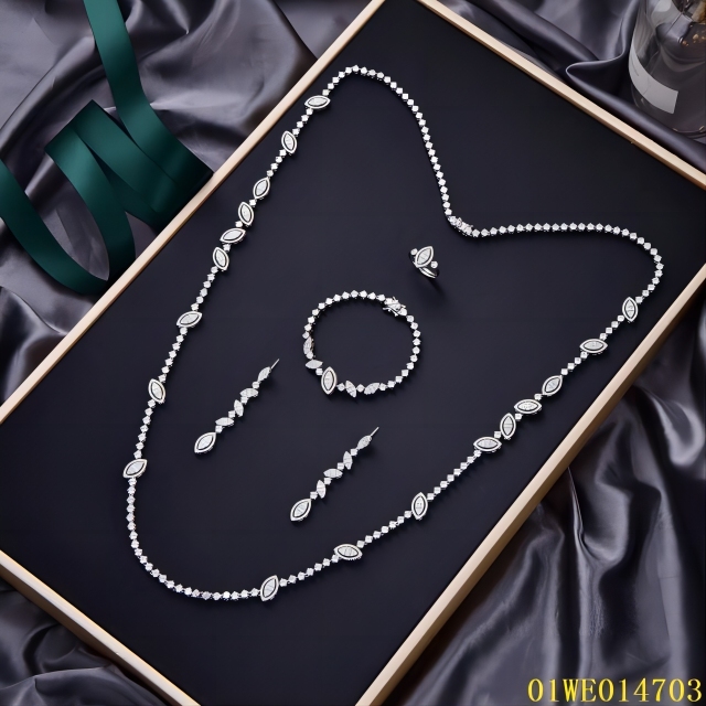 Quality Factory Supply New Design Sterling Silver 925 jewelry Long Chain Necklace Set