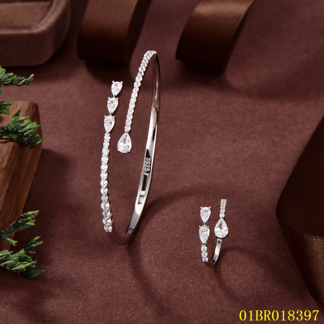 Factory Supply Quality Assurance Sterling Silver 925 Jewelry bangle ring set