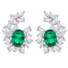 Factory Supply Quality Assurance 925 Sterling Silver Egg Shape Cubic Zirconia Stud Earrings Jewelry For Women