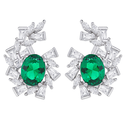 Factory Supply Quality Assurance 925 Sterling Silver Egg Shape Cubic Zirconia Stud Earrings Jewelry For Women