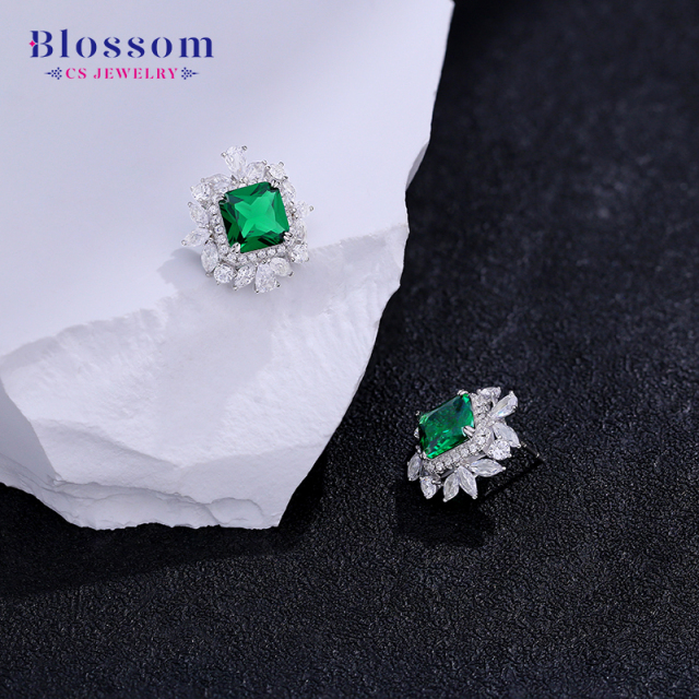 China Wholesale Factory Square Gemstone Silver 925 Zirconia Stud Earrings Women Jewelry