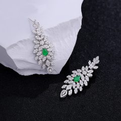 Hot Style Wholesale Luxury Emeralds Women Jewelry 925 Silver Zircon Long Stud Earrings