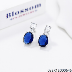 Hot Style Wholesale Luxury Emeralds Women Jewelry 925 Silver Zircon Long Stud Earrings