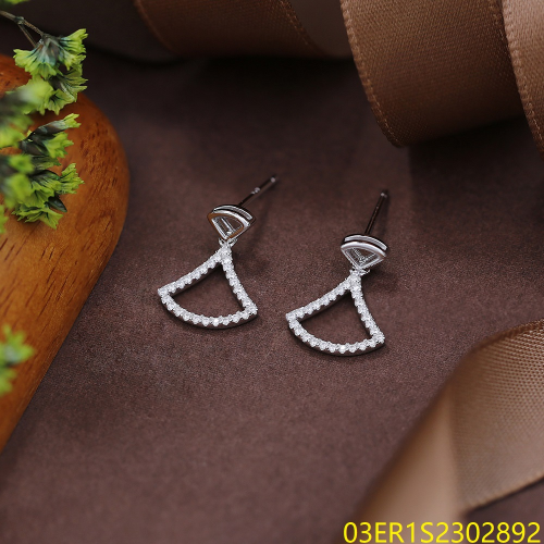 Blossom CS Jewelry 925 Sterling Silver Triangle Hollow Zircon Drop Earrings For Women