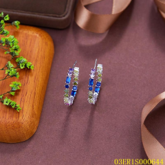 Hot Style Wholesale Luxury Emeralds Women Jewelry 925 Silver Zircon Long Stud Earrings