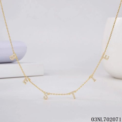 Blossom CS Jewelry 925 Sterling Silver Gold Plated CZ Letter Dangle Necklace