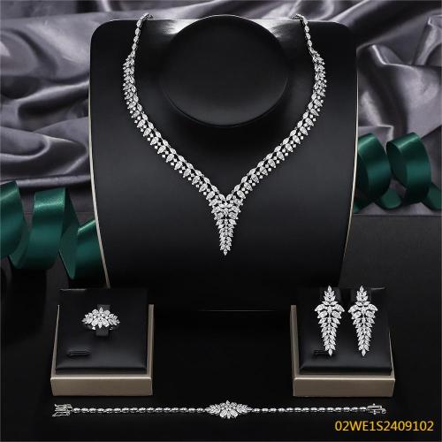 Blossom CS Jewelry 925 Sterling Silver 4Pcs Marquise CZ Bridal Jewelry Set Wholesale