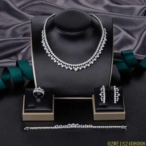 Blossom CS Jewelry 925 Sterling Silver 4Pcs Square CZ Bridal Jewelry Set Wholesale