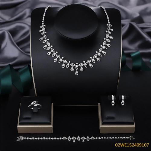 Blossom CS Jewelry 925 Sterling Silver 4Pcs Marquise & Teardrop CZ Bridal Jewelry Set Wholesale