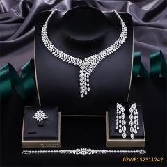 Blossom CS Jewelry Marquise Halo Cubic Zirconia 4 Pieces Bridal Jewelry Set Necklace Earrings Ring Bracelet For Wedding Formal Event