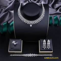 Blossom CS Jewelry Center Teardrop Pendant Marquise‑Cut Cubic Zirconia 4 Pieces Bridal Jewelry Set Necklace Earrings Ring Bracelet For Wedding Formal Occasion