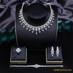 Blossom CS Jewelry Floral Pear Cubic Zirconia 4 Pieces Bridal Jewelry Set Necklace Earrings Ring Bracelet For Wedding Formal Event