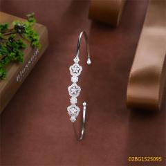 Blossom CS Jewelry Floral Cubic Zirconia Cuff Bangle 925 Sterling Silver Open Bangle For Women Formal Occasion