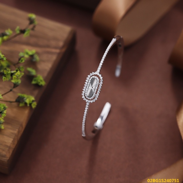 Blossom CS Jewelry CNC Carved Double‑Oval Cubic Zirconia Cuff Bangle 925 Sterling Silver Open Bangle For Women
