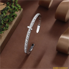 Blossom CS Jewelry 925 Silver Bangle,Butterfly‑Motif Leaf‑Zirconia Open‑Style For Women Party