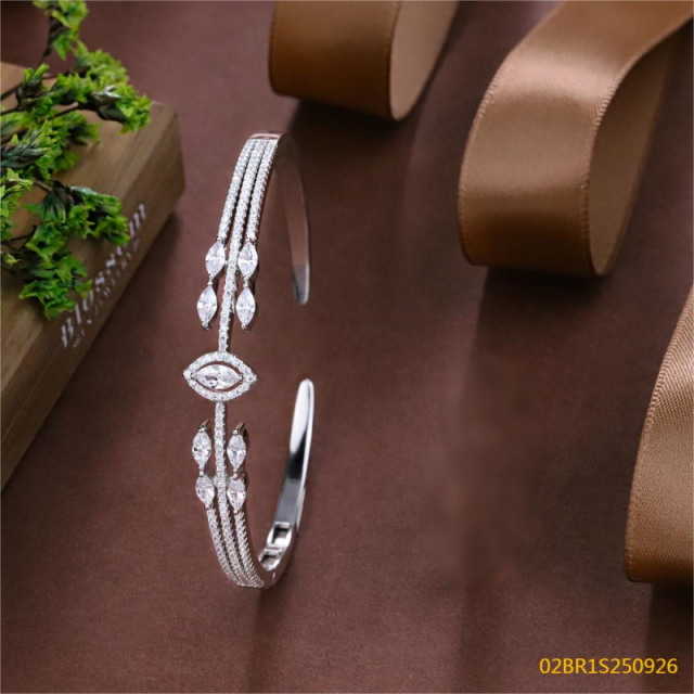 Blossom CS Jewelry 925 Silver Bangle Evil Eye Multi Shape Zircon Open Cuff For Women Party