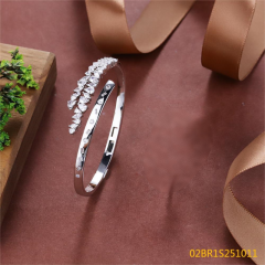 Blossom CS Jewelry 925 Silver Bangle Multi Shape Zircon Open Cuff For Women Party