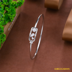 Blossom CS Jewelry 925 Silver Bangle Rectangle Frame Multi Shape Zirconia Closed Bangle For Women Party